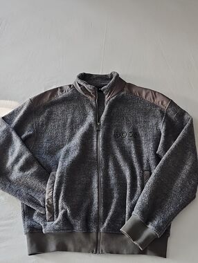Boss Men's Dark Gray Sherpa Full-Zip Jacket